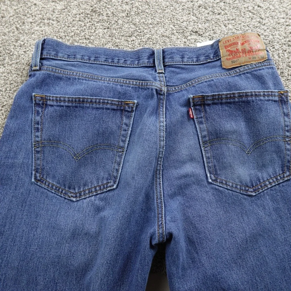 Levis Jeans Mens‎ 36X32 Dark Blue Denim Pants 550 Relaxed Tapered Casual Cotton